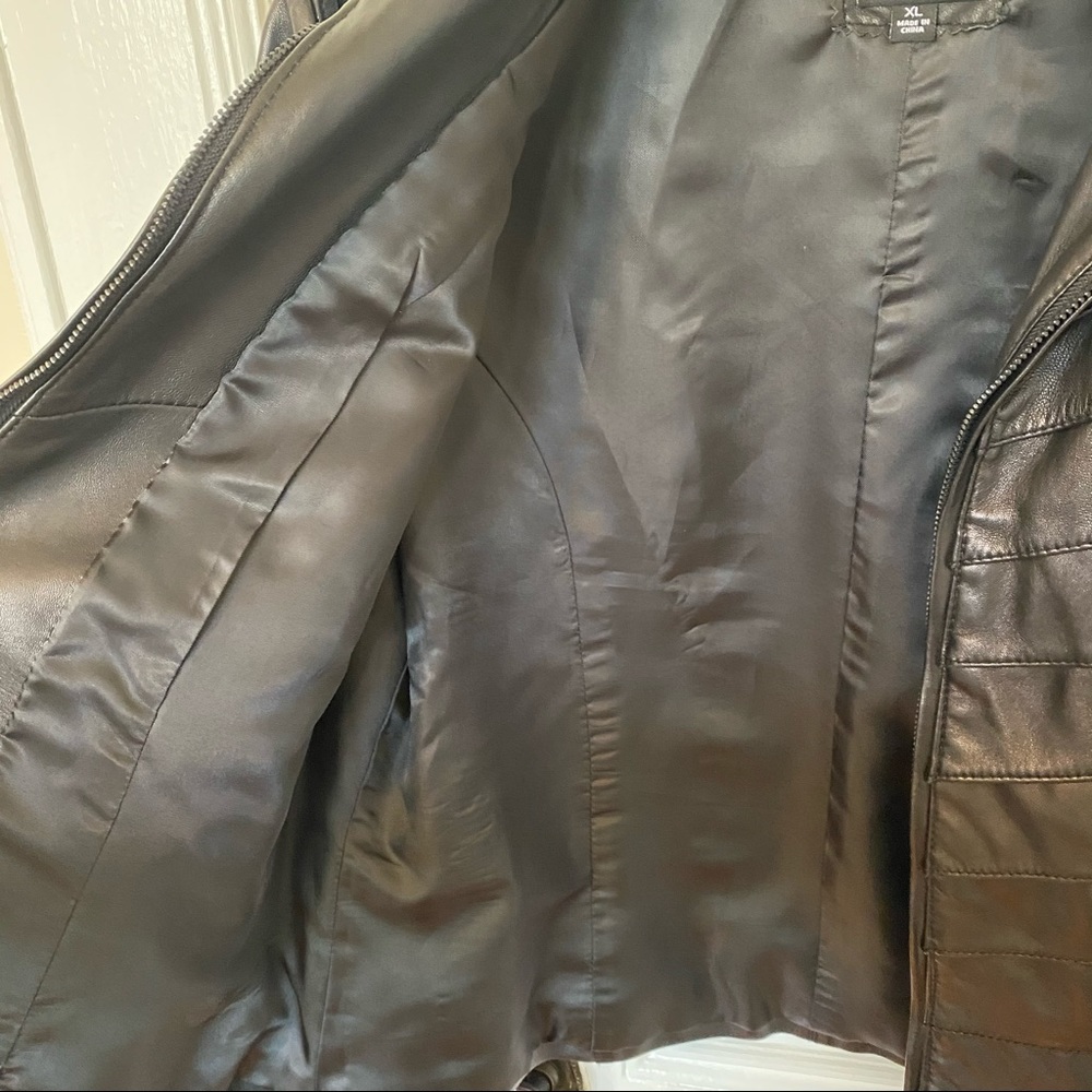 Saks Fifth Avenue Black Leather Jacket XL - Picture 6 of 8